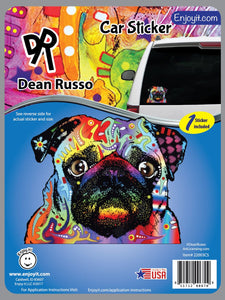 Pug Car Decal by Dean Russo