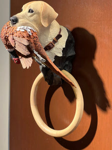 Yellow Labrador with Pheasant Towel Ring