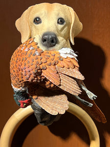 Yellow Labrador with Pheasant Towel Ring