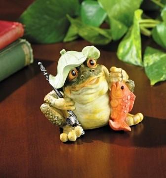 Fishing Frog Figurine