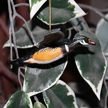 Flying Wood Duck Ornament